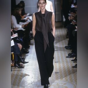 Hermès by Martin Margiela AW2001 Silk Trousers Charcoal Grey FR34